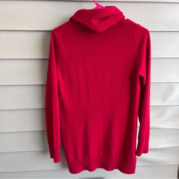 L.L. Bean 100% Cashmere Cowl Neck Sweater Red Size M Quiet Luxury Classic Soft - Picture 2 of 8